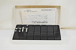 Vintage Puremco #616 Standard Marblelike Dominoes Black Original Box - Picture 1 of 8