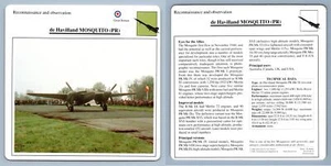 De Havilland Mosquito (PR) - Recon. & Obs - Warplanes Collectors Club Card - Picture 1 of 1