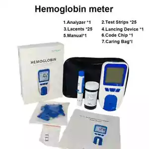 Analizador Monitor de anemia Medidor de hemoglobina sanguínea Prueba HB y HCT con tiras de 25 piezas - Imagen 1 de 12