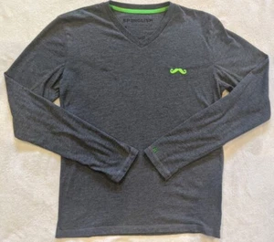 Splenglish Unisex Long Sleeved Gray w/ Green Logo Mustache Tshirt Size Medium - Picture 1 of 12