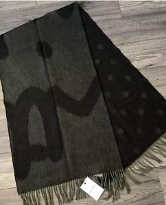 PAUL SMITH DARK GREEN & BLACK REVERSIBLE LAMBSWOOL/CASHMERE SCARF NWT - Picture 1 of 7
