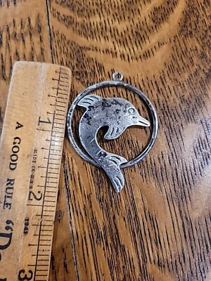 Collar de Plata de Ley 925 Dije DOLPHIN Colgante Círculo México Foto 1 de 2
