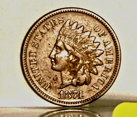1874 Indian Head Cent.   Sharp coin   Better Grade Coin Cover