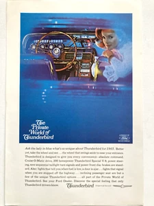 1965 Ford Thunderbird Print Ad Ask The Lady In Blue - Picture 1 of 2