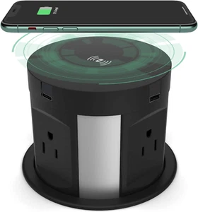 Pop up Outlet for Countertop Recessed Power Strip with 20 W USB C, 4 AC Plug - Picture 1 of 7