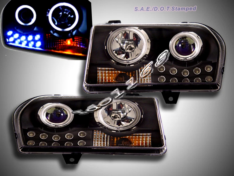 05-09 Faros proyectores Chrysler 300 negro CCFL LED Foto 1 de 1