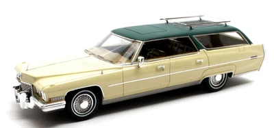 wonderful modelcar 1/43 CADILLAC DEVILLE WAGON "DEAN MARTIN" 1972 - creme/green - Image 1 of 2