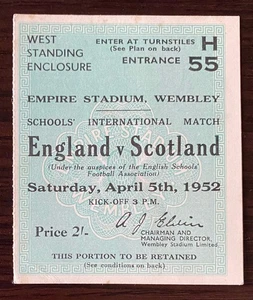 Boleto de escuelas Duncan Edwards Inglaterra 1952 Youth International Eng Scotland FR - Imagen 1 de 10