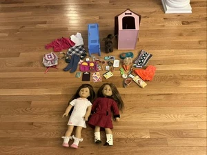 American Girl Doll Got 2 Dolls AG School Outfit & Acc & Our Generation Dog & Acc - Picture 1 of 16