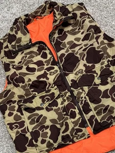 Vtg Winchester Reversible Vest Mens Size L Blaze Orange / Duck Camo Hunting - Picture 1 of 6