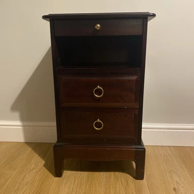 Rare Tall Slim Stag Minstrel Bedside Table Drawers Brass Handles - Image 1 of 4