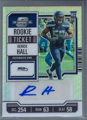 2023Contenders Optic Derick Hall #163 Silver Prizm (AU, RC) Auto Seahawks - Image 1 of 2