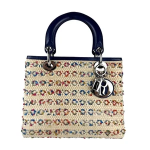 Auténtico Bolso de Hombro Christian Dior Dama Dior Beige/Multicolor/Azul Marino - z7035 - Imagen 1 de 14