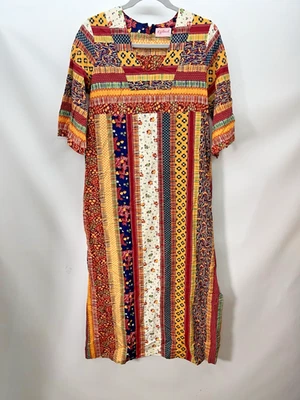 Vtg 60s 70s Gilead House Shift Dress Size S/M Floral Stripe Maxi Cottage Core - Image 1 of 4