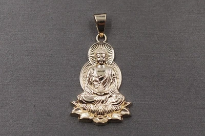 Dije religioso colgante de Buda de oro amarillo de 14k para collar o cadena Foto 1 de 4