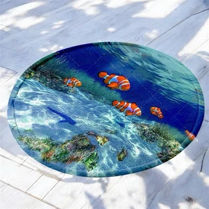 Frutiger Aero Aquarium Fische Y2K 2000er Wohndeko Teppich mit Delphinkreis 3x3 Fuß - Bild 1 von 1