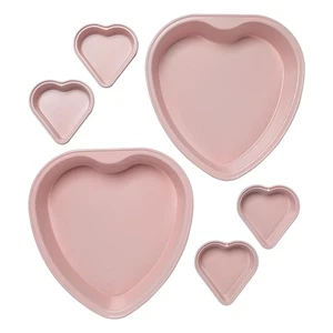 Heart Shaped Nonstick Bakeware Set, Easy Release Carbon Steel, Includes 9.5-I... - Picture 1 of 7