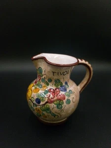 Crema jarra cerámica Deruta Tivoli pintada a mano de Italia 5" #F1 - Imagen 1 de 7