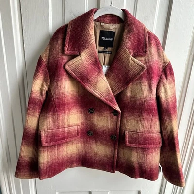Abrigo Madewell Cepillado Doble Pecho en Lana Dorinda Cuadros Alpaca Nuevo con Etiquetas  Foto 1 de 4