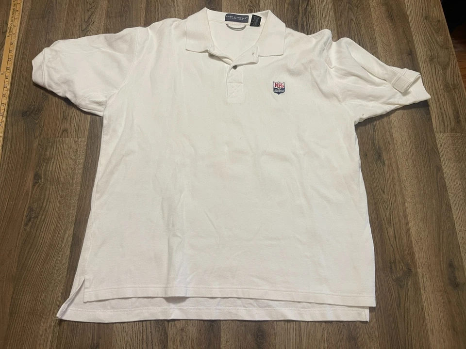 Camisa Page & Tuttle, Masculina Tamanho Grande, Branca, Camisa Polo, Alunos da NFL Bordada - Imagem 1 de 4