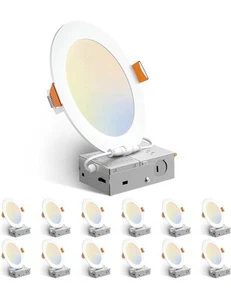 "Paquete de 12 downlights de techo LED ultrafinos de 6"" Amico 5CCT con cajas de conexiones" - Imagen 1 de 7