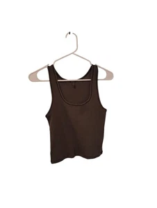 Skims Tank Top Green Ribbed Crop Lounge - Picture 1 of 4
