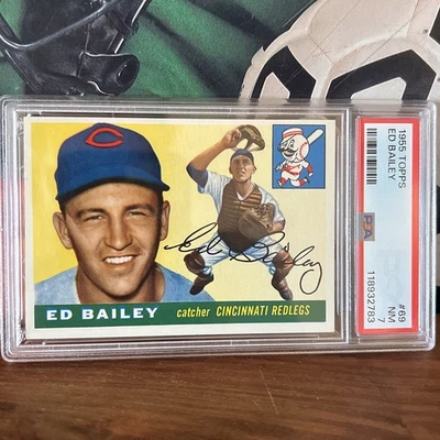 1955 Topps #69 Ed Bailey Reds PSA 7 - NM New Case Mint Corners - Image 1 of 2