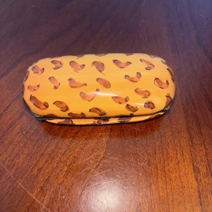 Miniatur Keramik Brillenetui Schmuckkästchen Leopardenmuster mit Gläsern - Bild 1 von 8