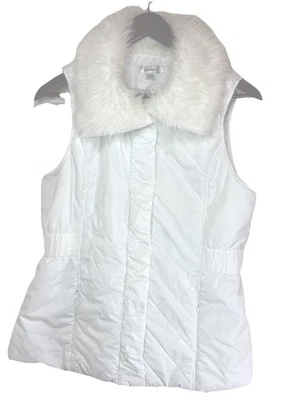 Chaleco blanco acolchado con bolsillos Y2K Dressbarn para mujer talla grande cremallera completa Foto 1 de 4