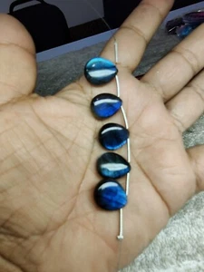 AAA++ LABRADORITE SMOOTH PEAR BRIOLETTE 13.5x17 MM BEADS 5 PC STRANDS - Picture 1 of 4