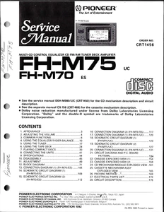 PIONEER FH-M75 uc, FH-M70 es, MANUEL D'ENTRETIEN DE L'ÉGALISEUR DE CONTRÔLE MULTI-CD ORIGINAL - Photo 1/1