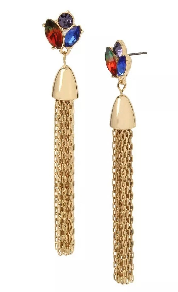 Betsey Johnson Shake It Off Tassel Drop Earrings NWT - Image 1 of 1