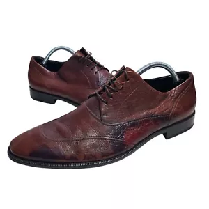 BOSS Hugo Boss Mens Merlot Leather Almond Toe Lace Up Oxford Dress Shoe Italy 10 - Picture 1 of 9