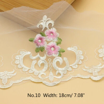 3 Meter Floral Embroidered Lace Ribbon Organza Trims DIY Sewing Craft Applique - Image 1 of 4