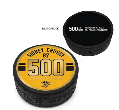 Sidney Crosby NHL Hockey Pittsburgh Penguins 500th Goal Gold Medallion Puck Cover