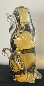 MURANO Italia Arte Vidrio Perro Estatuilla con Vidrio Color Ámbar 7" Soplado a Mano Firmado - Imagen 1 de 22