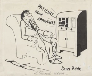 "L'ÉTERNEL RETOUR" Dessin à l'encre de Chine par Jean ACHE pour LE MÉRINOS 1944 - Picture 1 of 1
