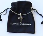 David Yurman Sterling Silver 2.7mm Box Chain Necklace w/ Exotic Stone Cross