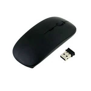 2.4GHz USB + Socket Thin Hub Black Game Frosted Optical 3D Mouse Wireless Ultra - Picture 1 of 4