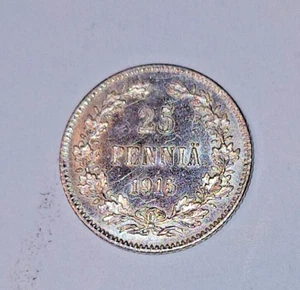 Finland  *25 penniä * 1915 * Empire Nicholas II* Silver * 1 ++ *RARE - Picture 1 of 2