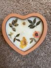 Handmade Heart Shaped Candle with Pressed Flowers Terracotta Pottery Decor Gift