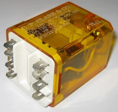 120V AC / 28 V DC - 10 A DPDT See Through C.P. Clare Relay - 240 VAC Coil 1/3HP - Image 1 of 4