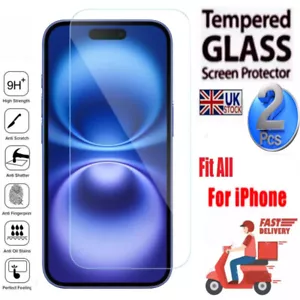 Tempered Glass Screen Protector For Apple iPhone 6/7/8/X/XS/11/12/13/14/15/16PRO - Picture 1 of 3