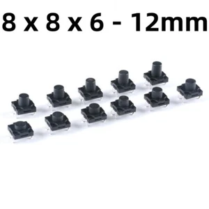 Interruttore a pulsante tattile momentaneo 8 x 8 x 6 - 12 mm impermeabile 4 pin SPST - Foto 1 di 9