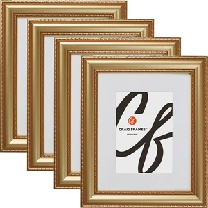 Victoria, 1.375" Ornate Gold Picture Frame With a White Mat, 4-Pack - Picture 1 of 8