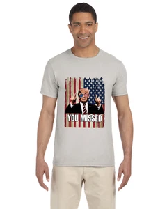 Trump you missed me middle fingers up unisex T-Shirt - Picture 1 of 31