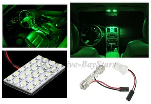 2 Pack T10 & Festoon Universal 24 SMD Green LED Panel Interior Dome Map Light - Picture 1 of 2