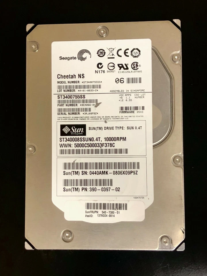 Sun 540-7380 ST340075SS 400GB 3.5" 10K RPM SAS 390-0397 - Image 1 of 1
