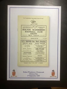 1939-40 Bolton Wanderers of Portsmouth Division 1 Programme PRINT - Picture 1 of 1
