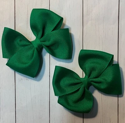 "Moño de pelo Kelly verde 3"", arco de pelo verde esmeralda, moño de pelo verde, arco de pelo verde" Foto 1 de 4